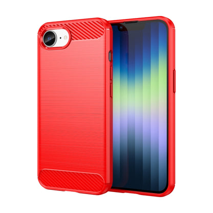 For iPhone SE 2024 Brushed Texture Carbon Fiber TPU Phone Case(Red) - More iPhone Cases by buy2fix | Online Shopping UK | buy2fix