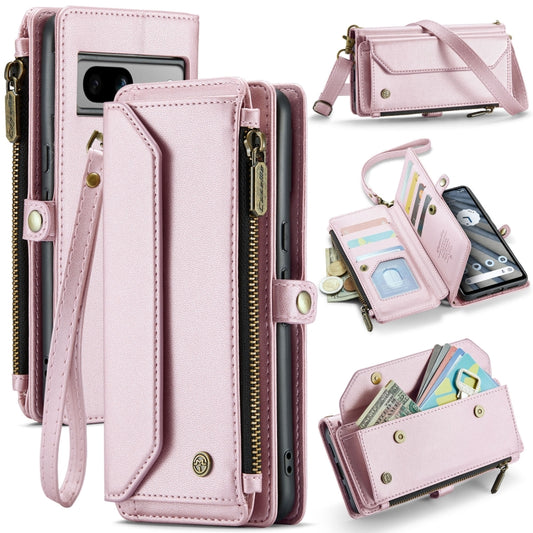 For Google Pixel 7a CaseMe C36 Card Slots Zipper Wallet RFID Anti-theft Leather Phone Case(Pink) - Google Cases by CaseMe | Online Shopping UK | buy2fix