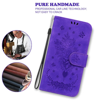 For iPhone SE 2024 Butterfly Rose Embossed Leather Phone Case(Purple) - More iPhone Cases by buy2fix | Online Shopping UK | buy2fix