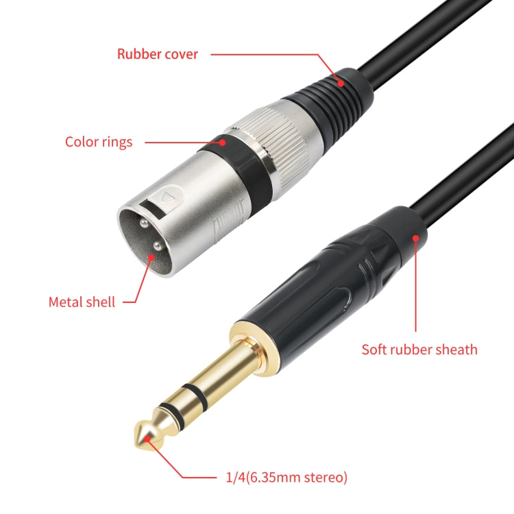 TC145BK55 6.35mm 1/4 TRS Male to XLR 3pin Male Microphone Cable, Length:5m(Black) - Microphone Audio Cable & Connector by buy2fix | Online Shopping UK | buy2fix