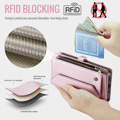 For iPhone 14 Pro Max CaseMe C36 Card Slots Zipper Wallet RFID Anti-theft Leather Phone Case(Pink) - iPhone 14 Pro Max Cases by CaseMe | Online Shopping UK | buy2fix