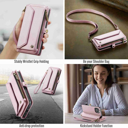 For iPhone 15 Pro CaseMe C36 Card Slots Zipper Wallet RFID Anti-theft Leather Phone Case(Pink) - iPhone 15 Pro Cases by CaseMe | Online Shopping UK | buy2fix