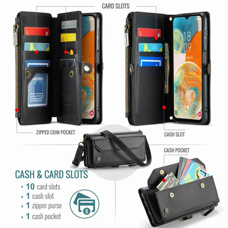 For Samsung Galaxy A23 CaseMe C36 Card Slots Zipper Wallet RFID Anti-theft Leather Phone Case(Black) - Galaxy Phone Cases by CaseMe | Online Shopping UK | buy2fix