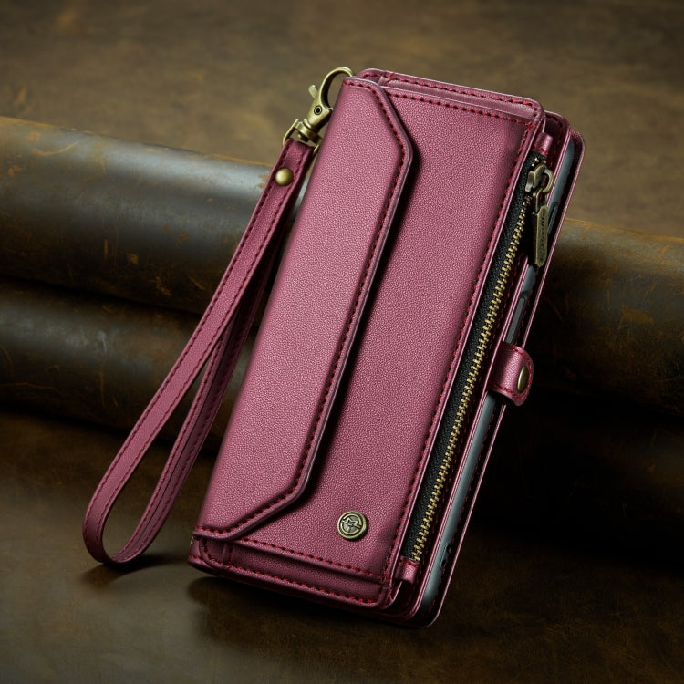 For Samsung Galaxy S10+ CaseMe C36 Card Slots Zipper Wallet RFID Anti-theft Leather Phone Case(Wine Red) - Galaxy Phone Cases by CaseMe | Online Shopping UK | buy2fix