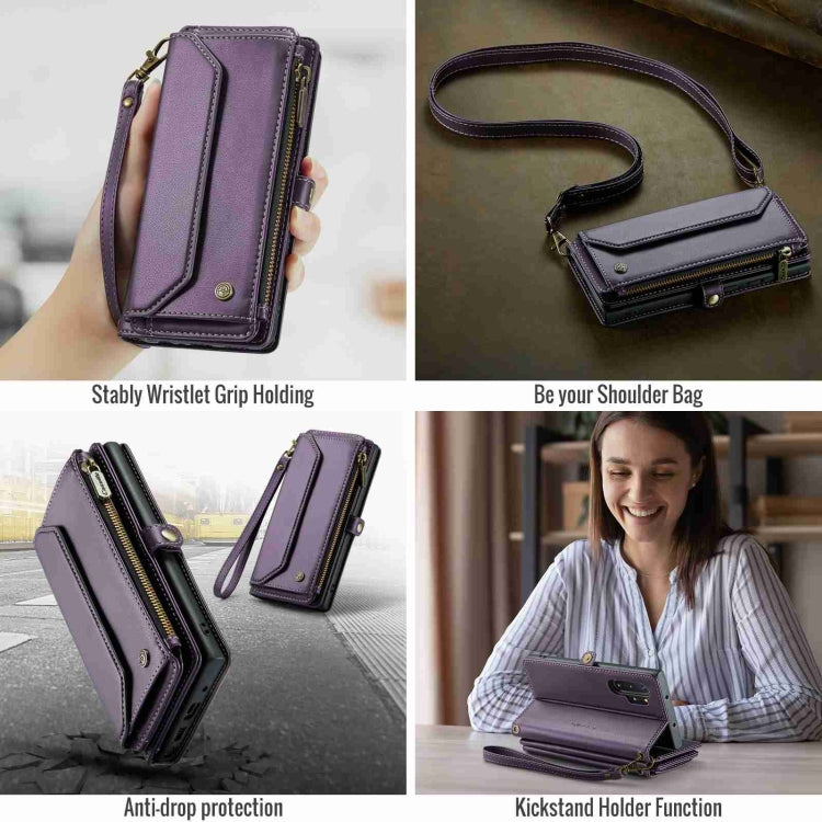 For Samsung Galaxy Note10+ CaseMe C36 Card Slots Zipper Wallet RFID Anti-theft Leather Phone Case(Purple) - Galaxy Phone Cases by CaseMe | Online Shopping UK | buy2fix