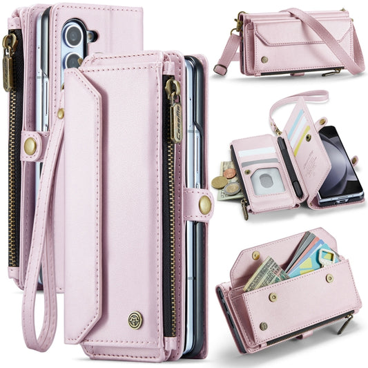 For Samsung Galaxy Z Fold5 CaseMe C36 Card Slots Zipper Wallet RFID Anti-theft Leather Phone Case(Pink) - Galaxy Z Fold5 Cases by CaseMe | Online Shopping UK | buy2fix