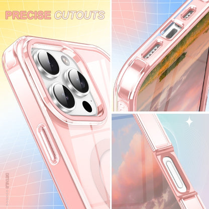 For iPhone 16 Pro Max Colorful MagSafe Magnetic PC Hybrid TPU Phone Case(Pink) - iPhone 16 Pro Max Cases by buy2fix | Online Shopping UK | buy2fix