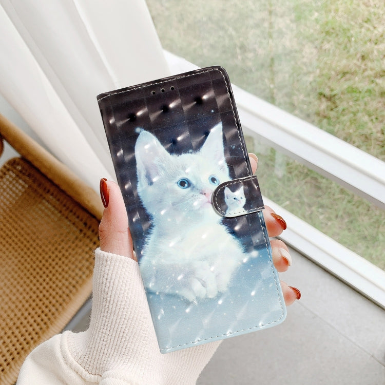 For iPhone 16 Pro 3D Pattern Leather Phone Case(White Cat) - iPhone 16 Pro Cases by buy2fix | Online Shopping UK | buy2fix