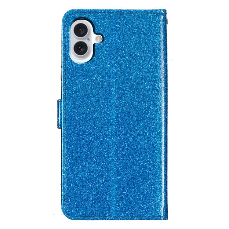 For iPhone 16 Glitter Powder Flip Leather Phone Case(Blue) - iPhone 16 Cases by buy2fix | Online Shopping UK | buy2fix