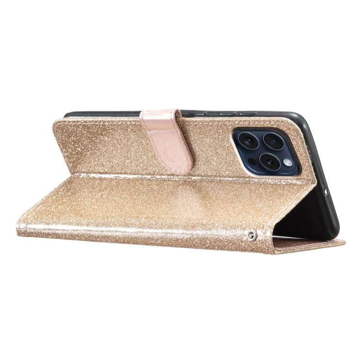 For iPhone 16 Pro Max Glitter Powder Flip Leather Phone Case(Gold) - iPhone 16 Pro Max Cases by buy2fix | Online Shopping UK | buy2fix