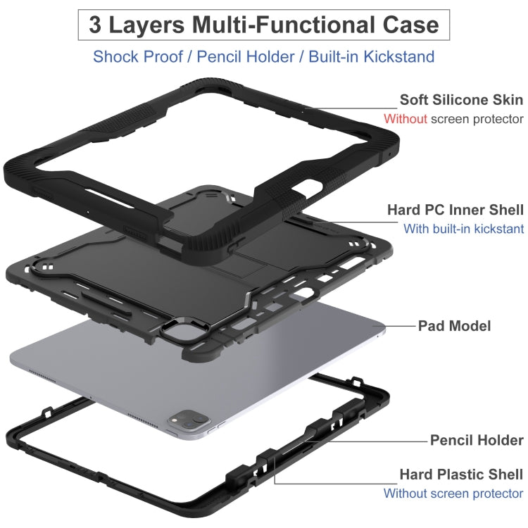 For iPad Pro 13 2024 Shockproof Silicone Hybrid PC Tablet Case with Holder(Black) - iPad Pro 13 2024 Cases by buy2fix | Online Shopping UK | buy2fix