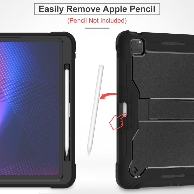 For iPad Pro 13 2024 Shockproof Silicone Hybrid PC Tablet Case with Holder(Black) - iPad Pro 13 2024 Cases by buy2fix | Online Shopping UK | buy2fix