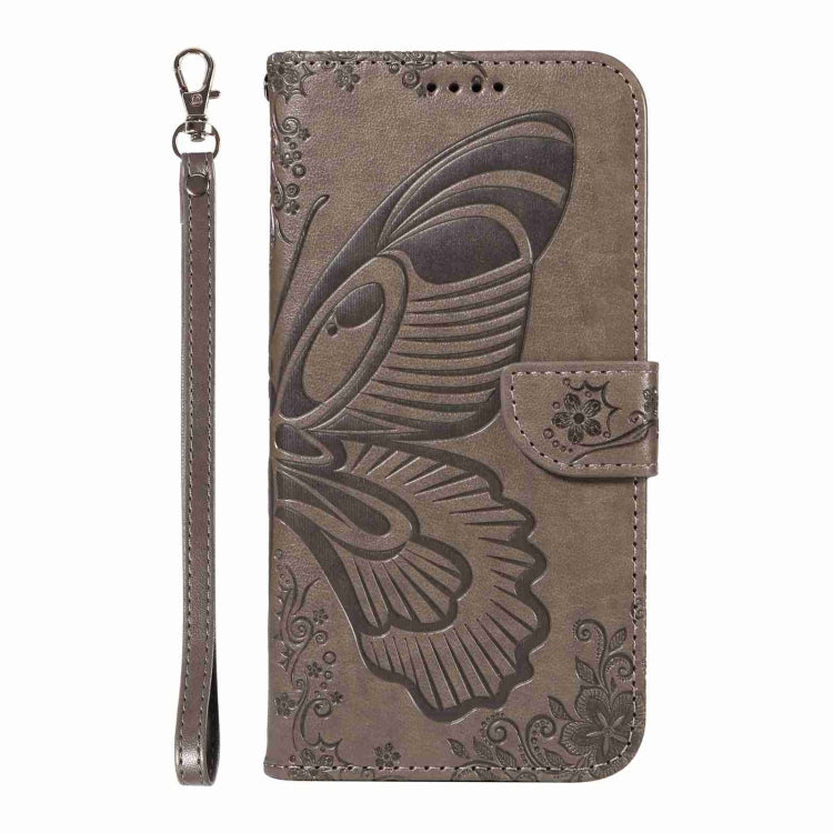 For OnePlus 11 5G Swallowtail Butterfly Embossed Leather Phone Case(Grey) - OnePlus Cases by buy2fix | Online Shopping UK | buy2fix