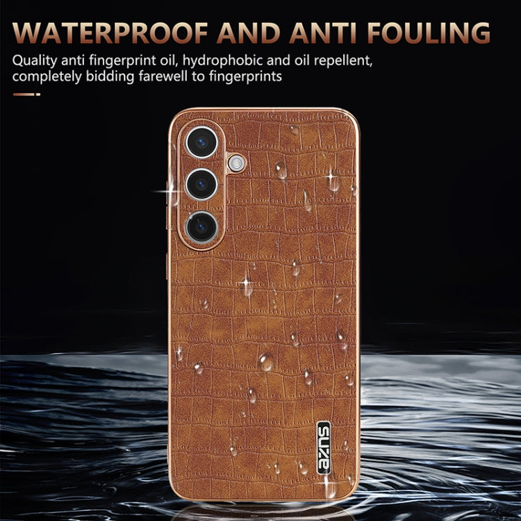 For Samsung Galaxy S24+ 5G AZNS Electroplated Frame Crocodile Texture Full Coverage Phone Case(Green) - Galaxy S22+ 5G Cases by AZNS | Online Shopping UK | buy2fix