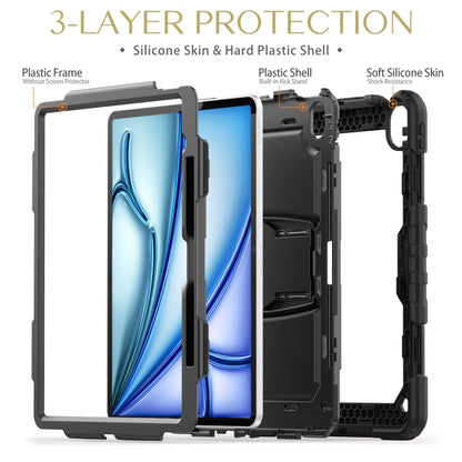 For iPad Air 13 2024 Silicone Hydric PC Tablet Case with Shoulder Strap & Holder(Black) - iPad Air 13 2024 Cases by buy2fix | Online Shopping UK | buy2fix