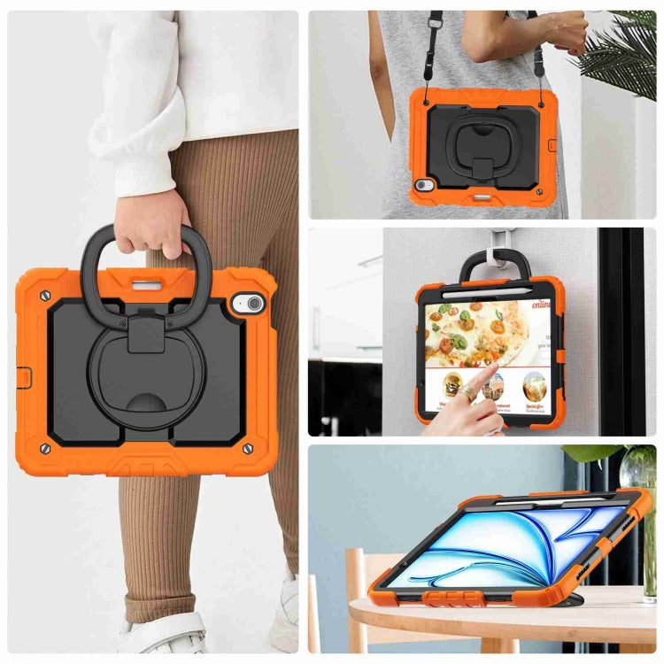 For iPad Air 11 2025 / 2024 Handle Silicone Hydric PC Tablet Case with Shoulder Strap(Orange) - iPad Air 11 2025 / 2024 Cases by buy2fix | Online Shopping UK | buy2fix