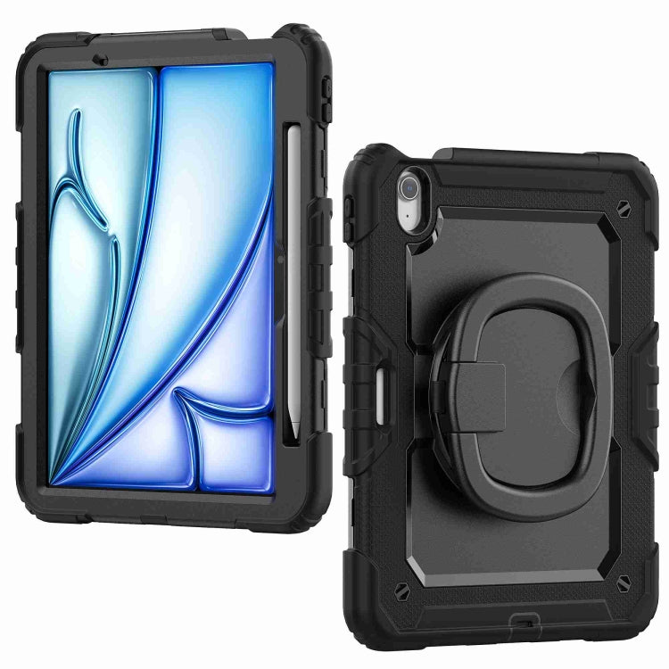 For iPad Air 11 2024 Handle Silicone Hydric PC Tablet Case with Shoulder Strap(Black) - iPad Air 11 2024 Cases by buy2fix | Online Shopping UK | buy2fix