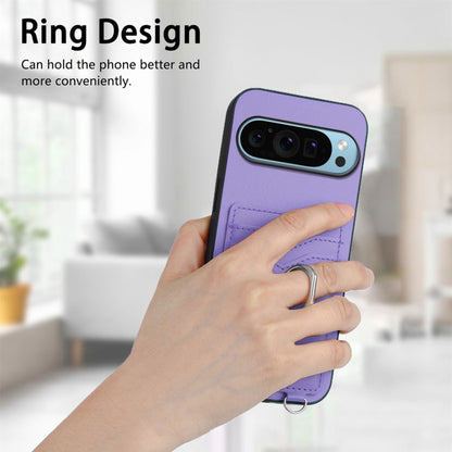 For Google Pixel 9 / 9 Pro R20 Ring Card Holder Phone Case(Purple) - Google Cases by buy2fix | Online Shopping UK | buy2fix