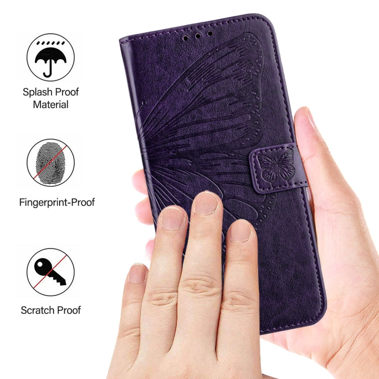 For Blackview A52 Embossed Butterfly Leather Phone Case(Dark Purple) - More Brand by buy2fix | Online Shopping UK | buy2fix