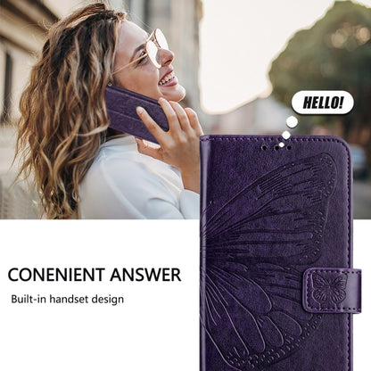 For Blackview A52 Embossed Butterfly Leather Phone Case(Dark Purple) - More Brand by buy2fix | Online Shopping UK | buy2fix