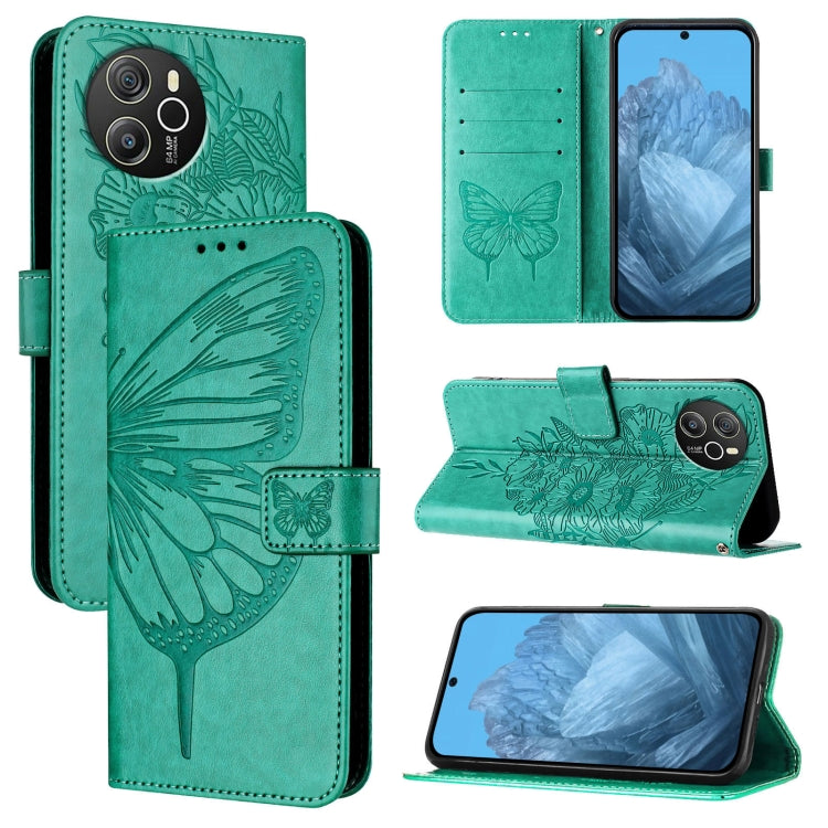 For Blackview Shark 8 Embossed Butterfly Leather Phone Case(Green) - More Brand by buy2fix | Online Shopping UK | buy2fix