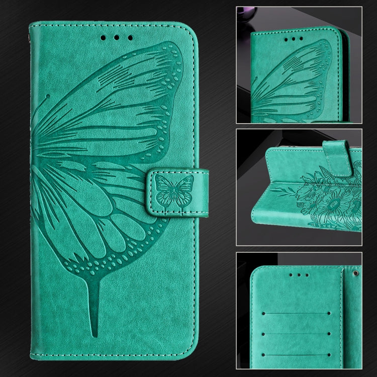 For Blackview Shark 8 Embossed Butterfly Leather Phone Case(Green) - More Brand by buy2fix | Online Shopping UK | buy2fix