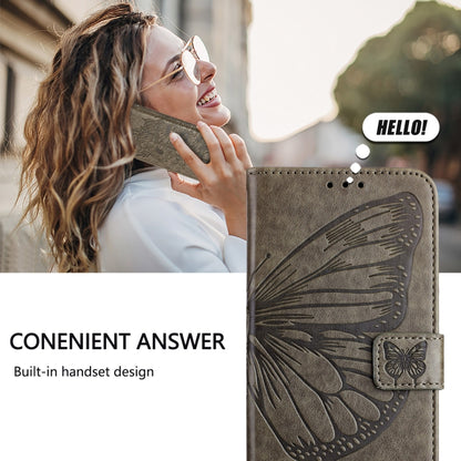 For Blackview Wave 6C Embossed Butterfly Leather Phone Case(Grey) - More Brand by buy2fix | Online Shopping UK | buy2fix