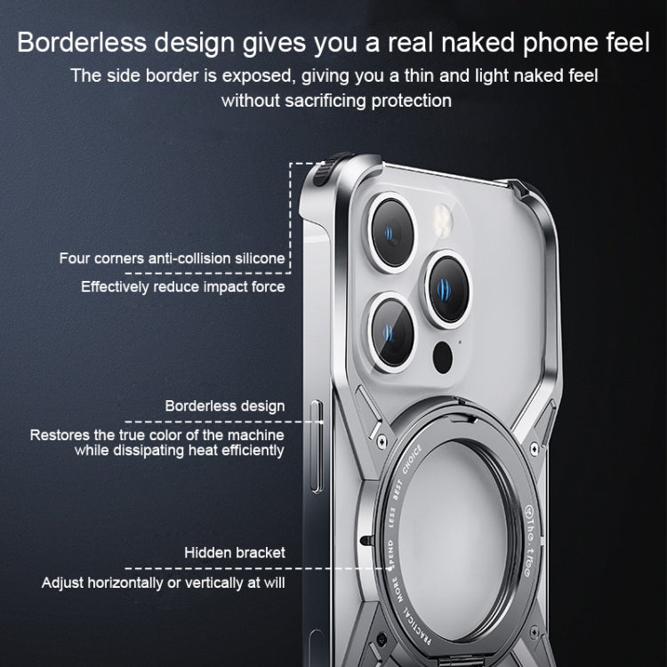 For iPhone 15 Pro Max Aluminum Alloy Frameless 360-Degree Rotating Phone Case(Silver) - iPhone 15 Pro Max Cases by buy2fix | Online Shopping UK | buy2fix