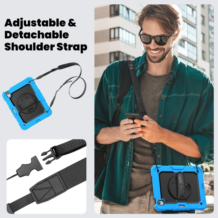 For iPad Air 11 2024 Silicone Hybrid PC Tablet Case with Shoulder Strap(Light Blue + Black) - iPad Air 11 2024 Cases by buy2fix | Online Shopping UK | buy2fix