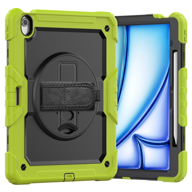 For iPad Air 13 2024 Silicone Hybrid PC Tablet Case with Shoulder Strap(Black + Yellow Green) - iPad Air 13 2024 Cases by buy2fix | Online Shopping UK | buy2fix