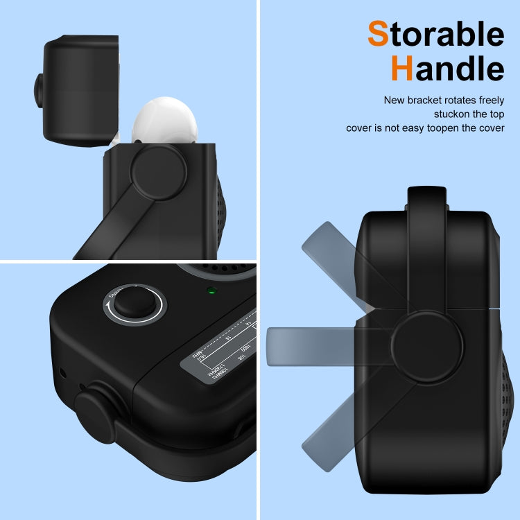 For AirPods 2 / 1 Radio Style Wireless Bluetooth Earphones Shockproof Protective Case(Black) - For AirPods 1/2 by buy2fix | Online Shopping UK | buy2fix