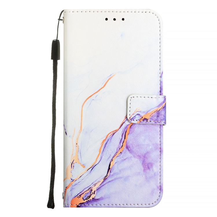 For Blackview A53 PT003 Marble Pattern Flip Leather Phone Case(White Purple) - More Brand by buy2fix | Online Shopping UK | buy2fix