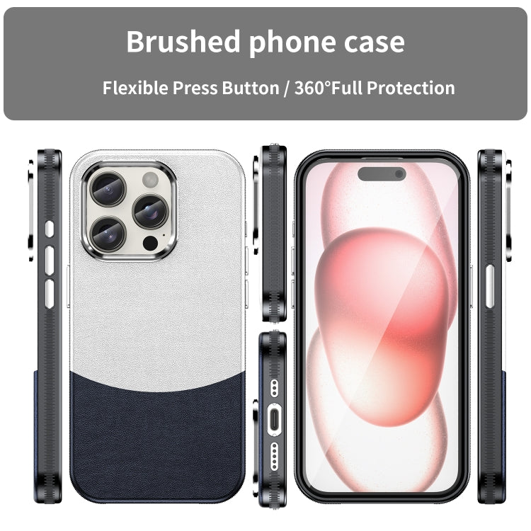 For iPhone 16 Pro Leather Texture MagSafe Magnetic TPU + PC Phone Case(Dark Blue) - iPhone 16 Pro Cases by buy2fix | Online Shopping UK | buy2fix