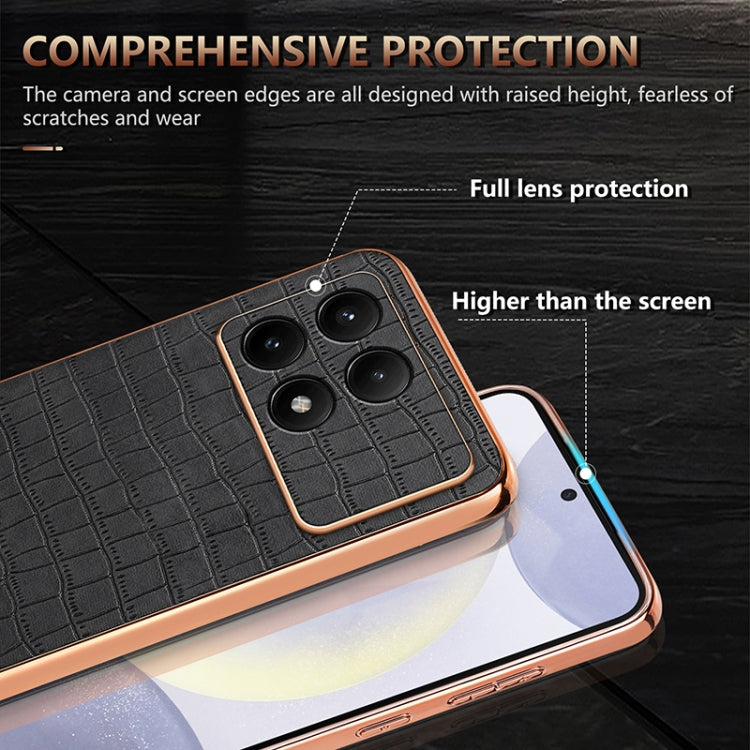 For Redmi K70 / K70 Pro AZNS Electroplated Frame Crocodile Texture Full Coverage Phone Case(Green) - K70 Cases by AZNS | Online Shopping UK | buy2fix