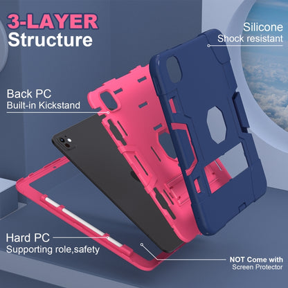 For iPad Pro 11 2024 Contrast Color Silicone Acrylic PC Tablet Case with Holder(Navy Blue Rose Red) - iPad Pro 11 2024 Cases by buy2fix | Online Shopping UK | buy2fix