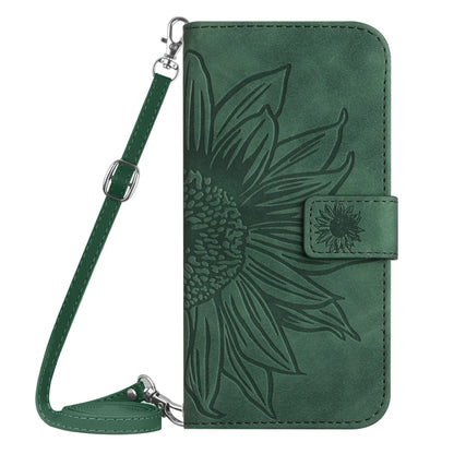 For Samsung Galaxy S25 Ultra 5G Skin Feel Sun Flower Embossed Flip Leather Phone Case with Lanyard(Green) - Galaxy S25 Ultra 5G Cases by buy2fix | Online Shopping UK | buy2fix