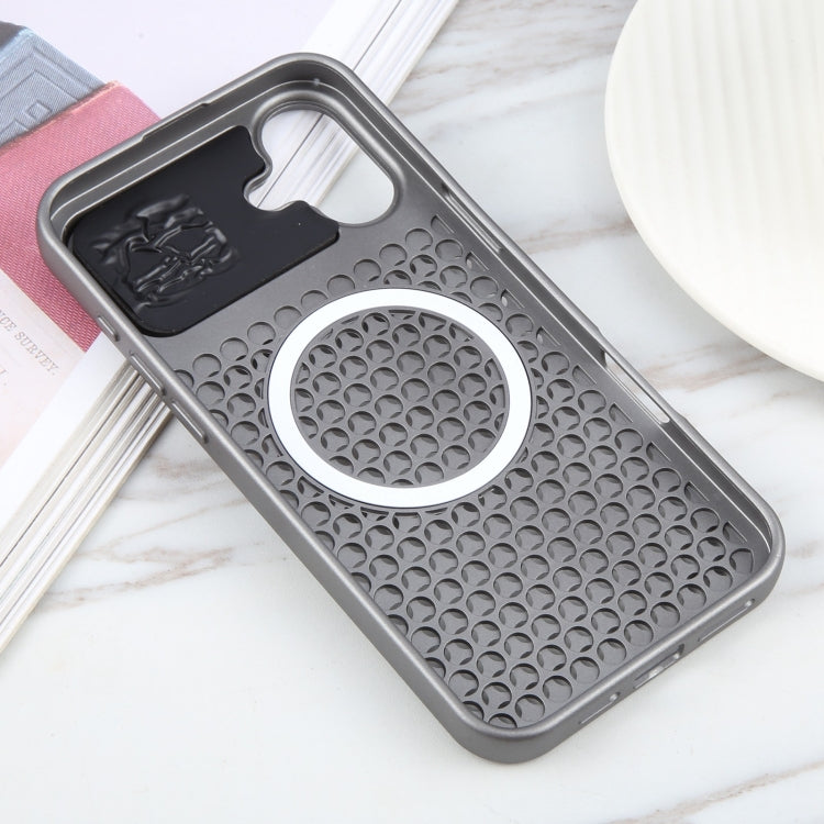 For iPhone 16 Plus Pure Color Honeycomb Aromatherapy MagSafe Phone Case(Grey) - iPhone 16 Plus Cases by buy2fix | Online Shopping UK | buy2fix