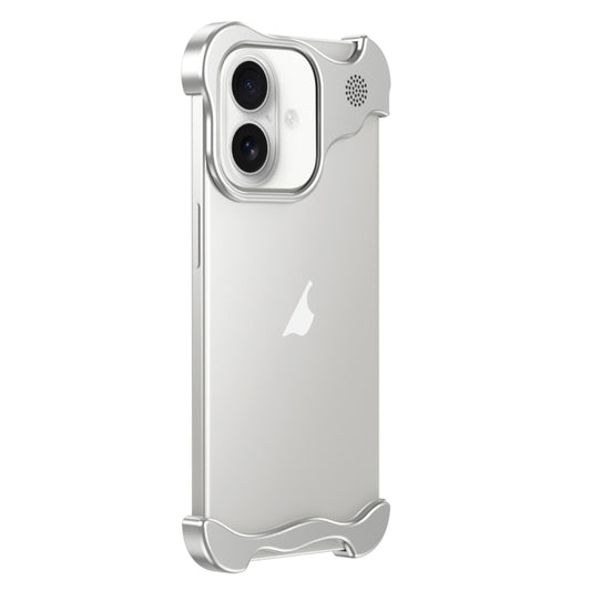 For iPhone 16 Aromatherapy Alloy Frameless Phone Case(Silver) - iPhone 16 Cases by buy2fix | Online Shopping UK | buy2fix