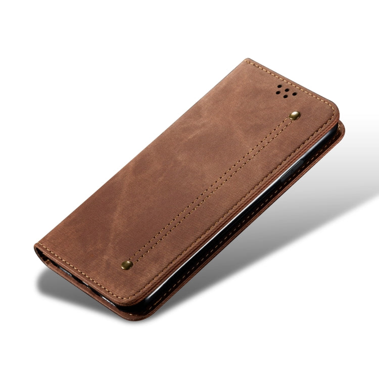 For Samsung Galaxy S25 Ultra 5G Denim Texture Casual Style Horizontal Flip Leather Case(Brown) - Galaxy S25 Ultra 5G Cases by buy2fix | Online Shopping UK | buy2fix