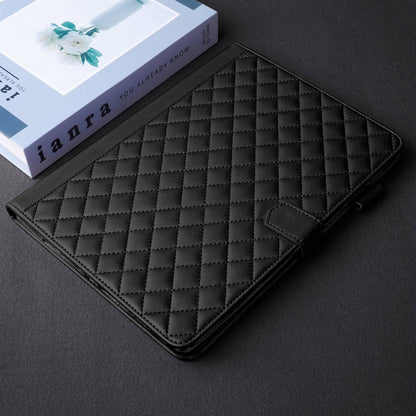 For Samsung Galaxy Tab S9 FE / S9 Rhombus Lattice Leather Tablet Case(Black) - Galaxy Tab S9 FE by buy2fix | Online Shopping UK | buy2fix