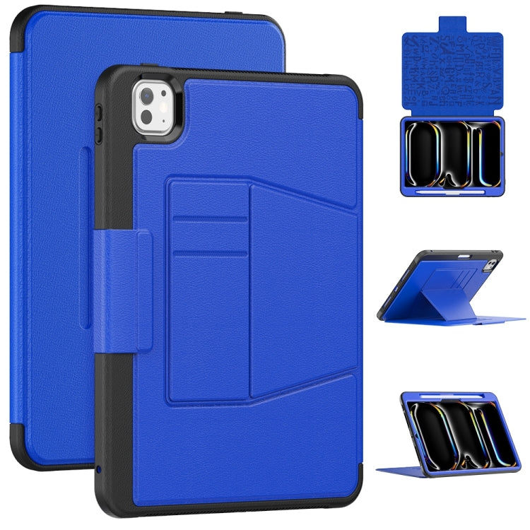 For iPad Pro 11 2024 Smart B Magnetic Holder Leather Tablet Case(Blue) - iPad Pro 11 2024 Cases by buy2fix | Online Shopping UK | buy2fix