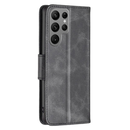 For Samsung Galaxy S25 Ultra 5G Lambskin Texture Pure Color Flip Leather Phone Case(Black) - Galaxy S25 Ultra 5G Cases by buy2fix | Online Shopping UK | buy2fix