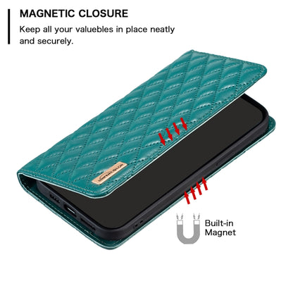 For Samsung Galaxy S25 5G Diamond Lattice Magnetic Leather Flip Phone Case(Green) - Galaxy S25 5G Cases by buy2fix | Online Shopping UK | buy2fix