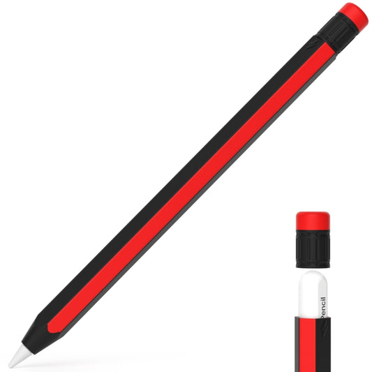 For Apple Pencil 2 / Pencil Pro Colorful Pencil Style Stylus Silicone Protective Case(Black Red) - Pencil Accessories by buy2fix | Online Shopping UK | buy2fix