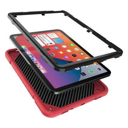 For iPad 10th Gen 10.9 2022 Armor Holder Silicone Hybrid PC Tablet Case(Red Black) - iPad 10th Gen 10.9 Cases by buy2fix | Online Shopping UK | buy2fix