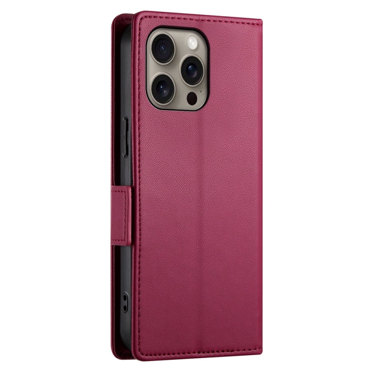 For iPhone 16 Pro Max Side Buckle Magnetic Frosted Leather Phone Case(Wine Red) - iPhone 16 Pro Max Cases by buy2fix | Online Shopping UK | buy2fix