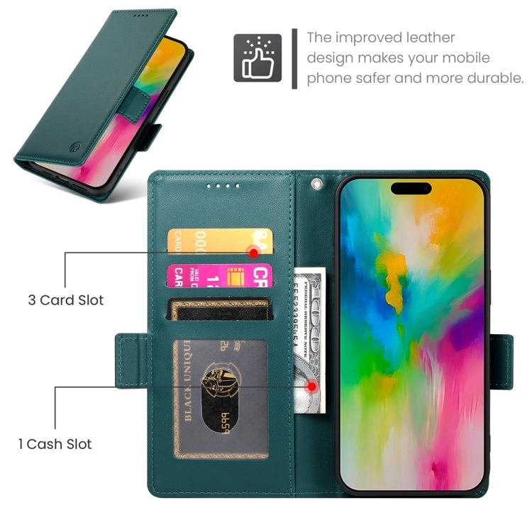 For iPhone 16 Pro Max Side Buckle Magnetic Frosted Leather Phone Case(Dark Green) - iPhone 16 Pro Max Cases by buy2fix | Online Shopping UK | buy2fix