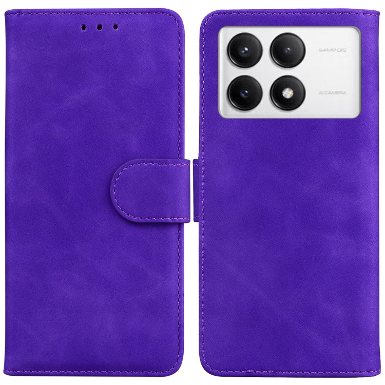 For Xiaomi Redmi K70 / K70 Pro Skin Feel Pure Color Flip Leather Phone Case(Purple) - K70 Cases by buy2fix | Online Shopping UK | buy2fix