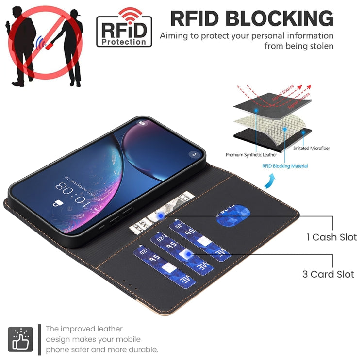 For iPhone 16 Plus Color Matching RFID Anti-theft Leather Phone Case(Black) - iPhone 16 Plus Cases by buy2fix | Online Shopping UK | buy2fix