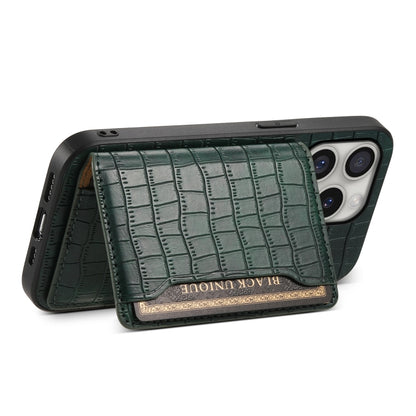 For iPhone 16 Pro Crocodile Texture Card Bag Design Full Coverage Phone Case(Green) - iPhone 16 Pro Cases by buy2fix | Online Shopping UK | buy2fix